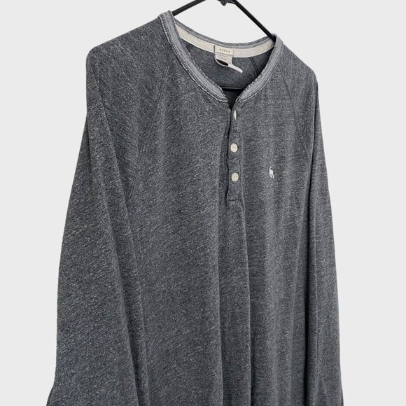 Abercrombie & Fitch Henley Shirt Gray Men's Size XL Long-Sleeve Muscle Fit - Picture 4 of 11
